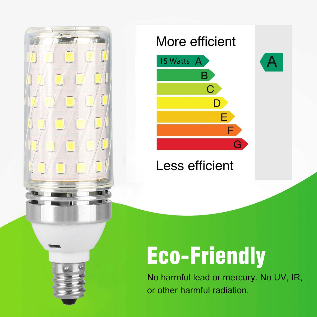 15W LED Corn Bulbs for Ceiling Fan, 6000K, White