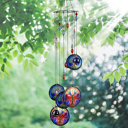 Wind Chimes for Home Garden Decoration, Tree of Life Wall Hanging Ornament Decor Wind Chime with Melodious Sound for Patio, Porch, Garden Backyard, Meaningful and Lucky Gift for Family Friends