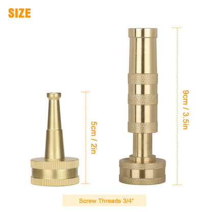 Adjustable Pressure Garden Hose Spray Nozzle Heavy-Duty Brass w/Rubber Seal