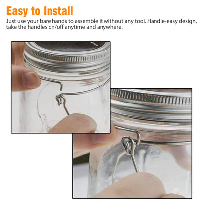 Mason Jar Wire Handles Silver Stainless Steel For Regular/Wide Mouth, 6pcs