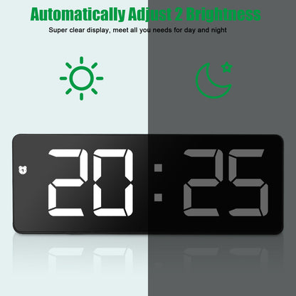 Quiet Digital LED Display Clock with USB Charging, Adjustable Volume, Dimmable for Kids Elderly Home