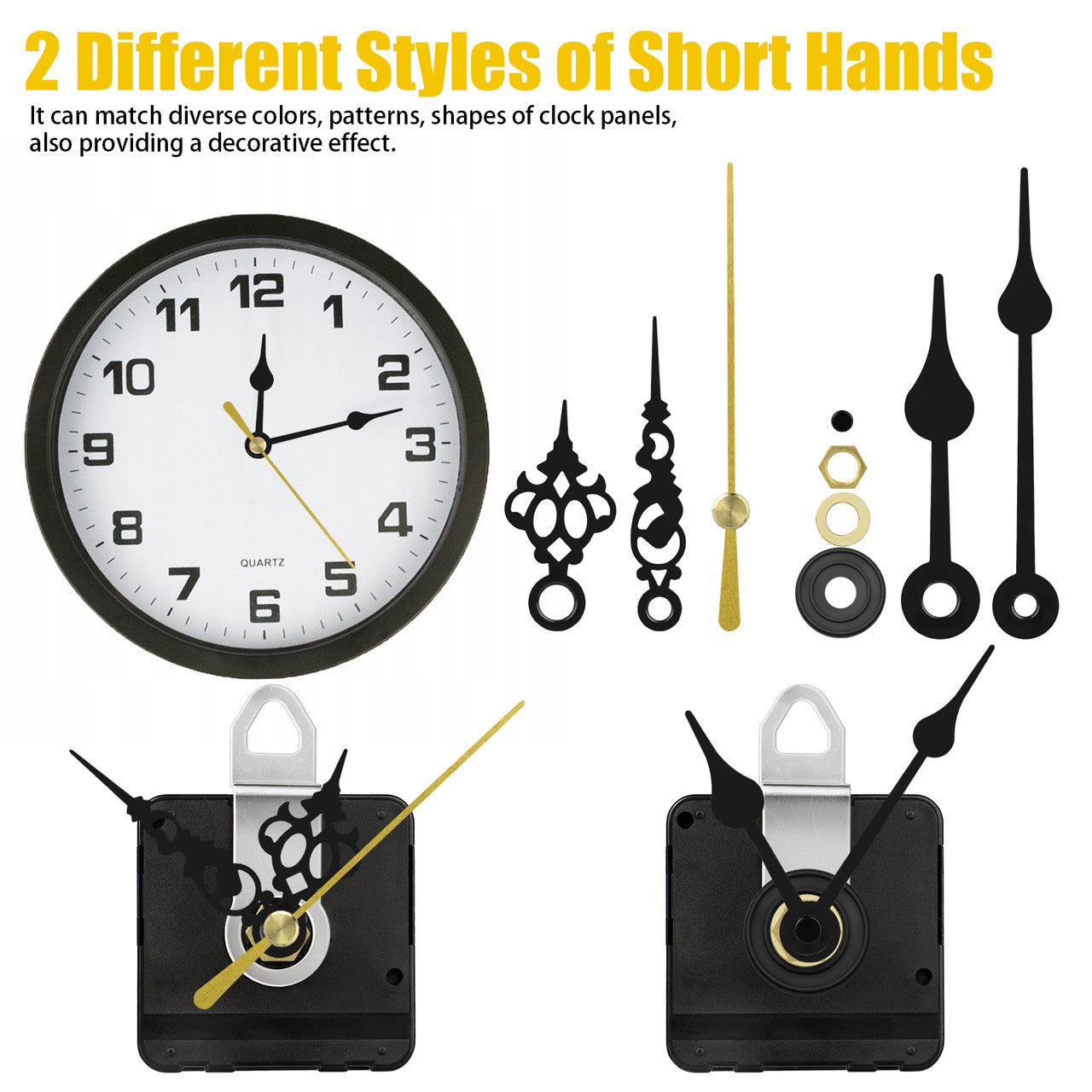 Clock Movement with 2 Pairs of Short Hands