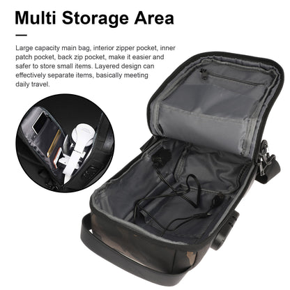 Anti Theft Sling Bag Shoulder Crossbody Backpack Waterproof Chest Bag with USB Charging Port