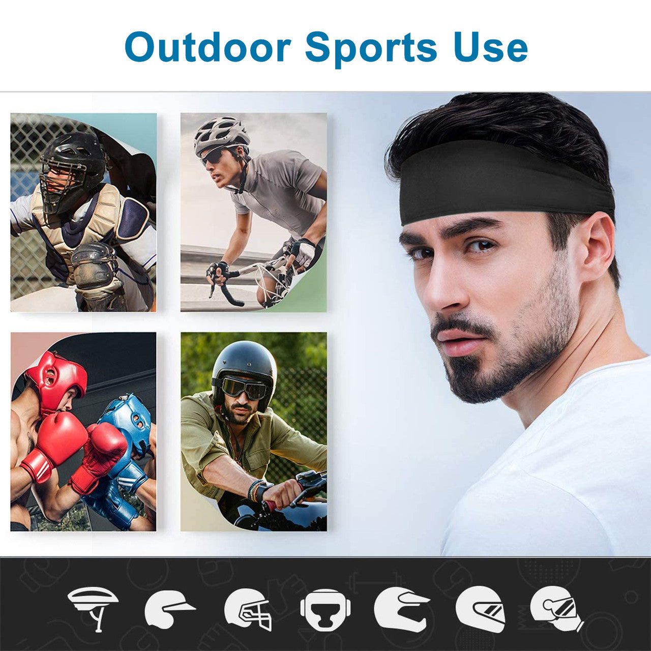 Non-Slip Wide Sports Headbands for Men Women│Moisture Wicking Sweatband for Yoga Running Fitness
