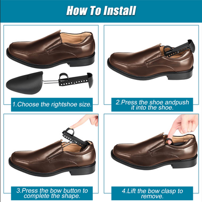 Men's Flexible Adjustable Plastic Shoe Length Stretcher, Sturdy and Durable, Black