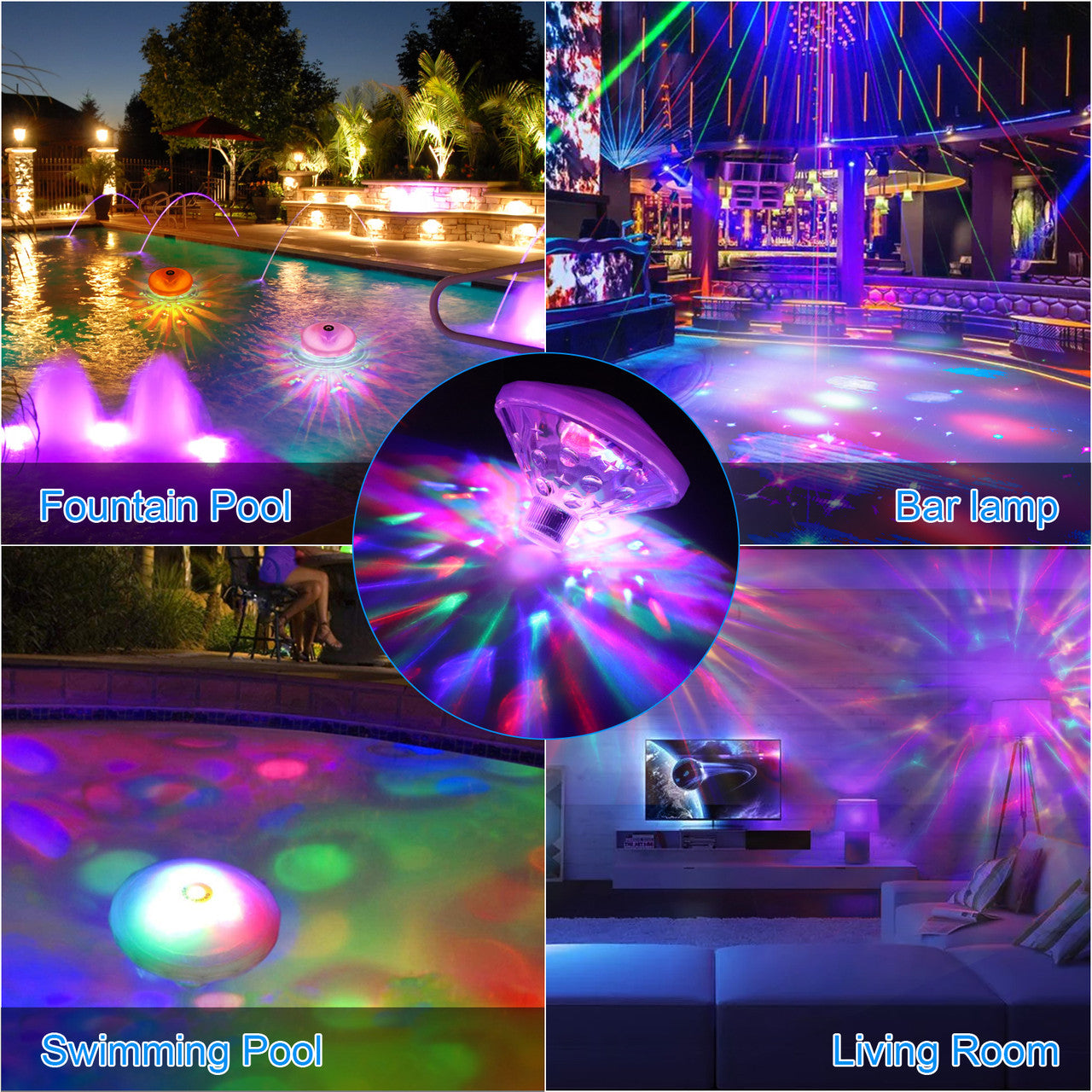 LED Diamond Pool Light with 8 Different Light Modes, IP67 Waterproof Rating, Batteries Required