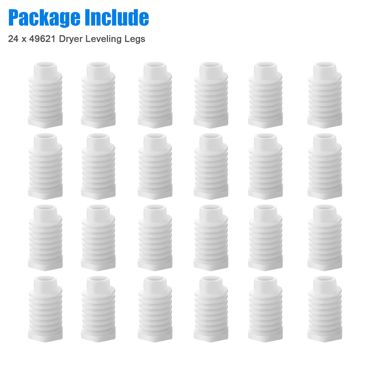 24 Pcs 49621 Dryer Leveling Legs - 1.8 IN Replacement for Whirlpool Ken-more Dryer (White)