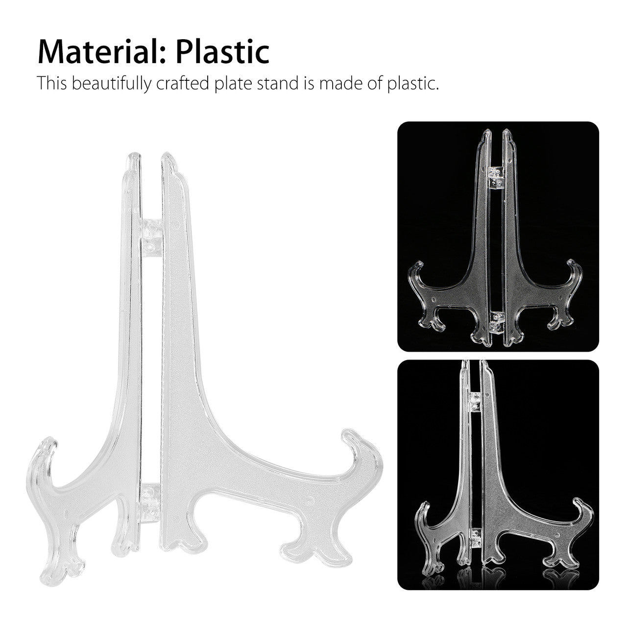 Clear Plastic Easel Plate Stands, 5-pack
