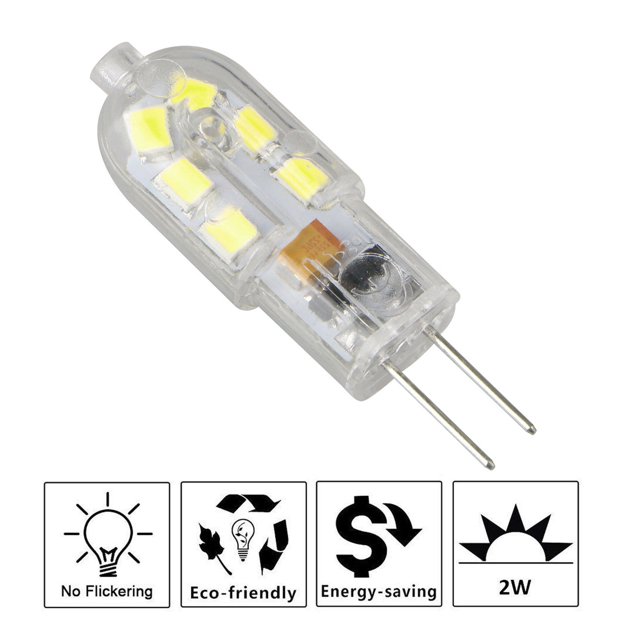 AC/DC 12V G4 LED Light Bulb Replacement Crystal Bulbs Lamp, White,10 Pcs