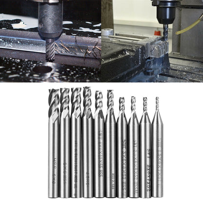 Straight Shank HSS Mill Cutter CNC Drill Bit Tool Kit, 10pcs