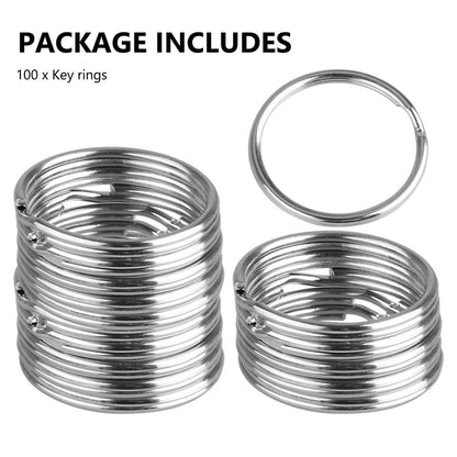 Split Key Rings Bulk for Keychain Key and Art Crafts, 25 mm/1 inch Iron Metal Round Split Ring Key Rings for Home Car Keys Attachment - Silver, 100PCS