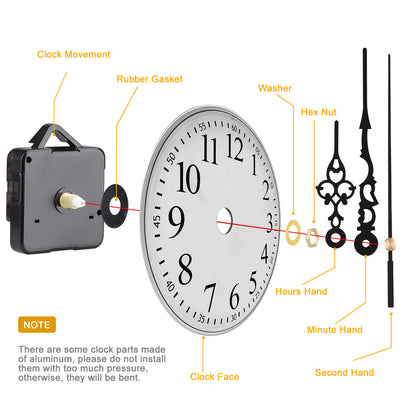 Non Ticking Wall Clock Movements with Different Styles of Clock Hands DIY Repair Parts Replacement, Battery Operated Quartz Clock Motor Kit, for Clock Repair, Custom Clock, Black
