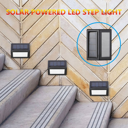 Solar Stair LED Wireless Waterproof Lighting, Wall Mount Sensor Night Light, Path Security Lamp, for Outdoor Deck, Patio, Stair, Yard, Path and Driveway, 2Pcs