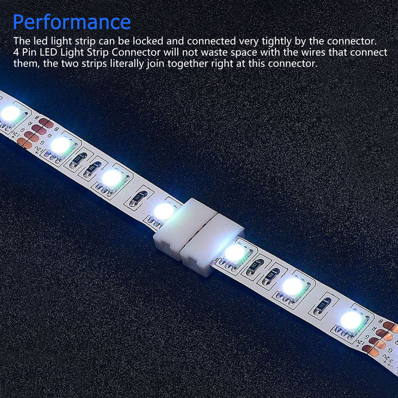 20Pcs Led Strip Light Connectors, 4 Pins Light Strips Solderless Connectors Clip Fireproof Material for 10mm SMD5050 RGB LED Flexible Strip Lights Strip to Strip