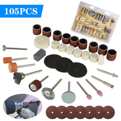 Rotary Tool Accessories Set Electric Grinding Attachment Kit, Multi Rotary Tool Accessories Set Grinding Polishing Drilling Kits for Dremel, 105pcs