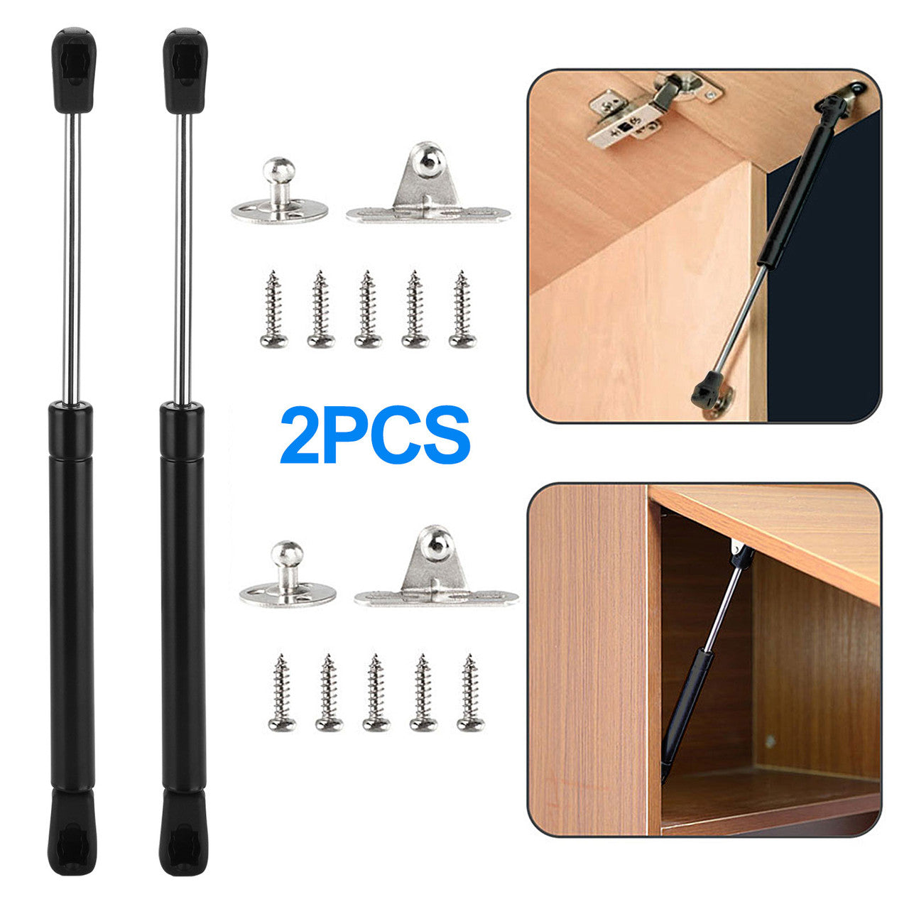 100N Hydraulic Gas Strut Lift Support Cabinet Hinge Kitchen Cupboard Door Gas Spring Door Shocks Cabinets Hinges,for Toy Box, Soft Down Lid Stay, Soft Close Lid Hinge, 2Pcs