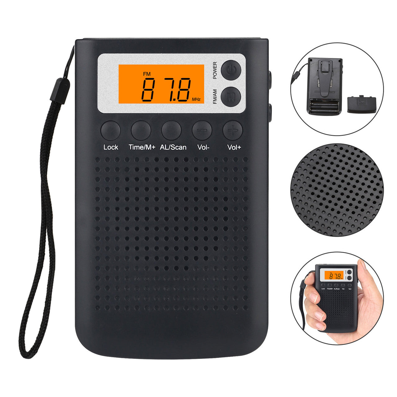 Portable Digital Radio, AM/F-M Battery Operated Pocket Radio - Best Reception and Longest Lasting, AM/F_M Compact Radio Player Operated by 2 AAA Battery, with 3.5mm Headphone Socket (Black)