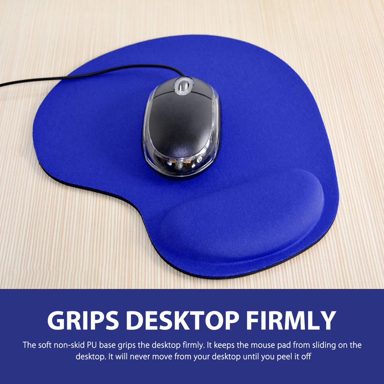 Mouse Pad, Ergonomic Mouse Pad with Wrist Rest Support, PU Gaming Mouse Pad, Non-Slip PU Base for Computer, Laptop, Home, Office & Travel, Blue