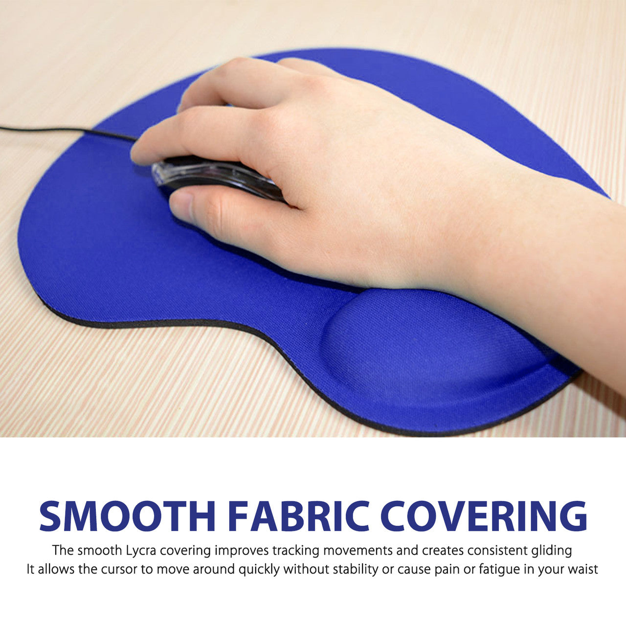 Mouse Pad, Ergonomic Mouse Pad with Wrist Rest Support, PU Gaming Mouse Pad, Non-Slip PU Base for Computer, Laptop, Home, Office & Travel, Blue