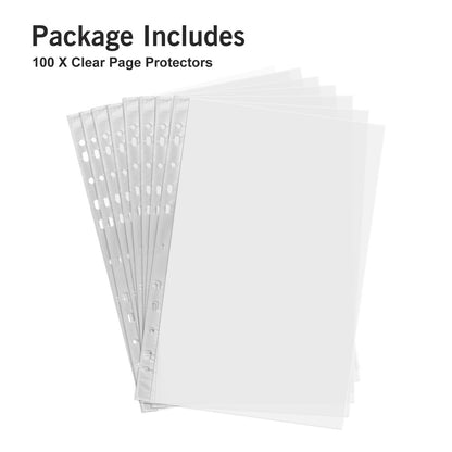 Sheet Protectors 9 x 12 Inches Clear Page Protectors with11 Holes, Plastic Sleeves for Binders, Top Loading Paper Protector Acid Free Letter Size, 100Pcs
