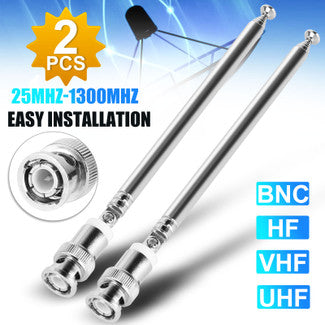 2x Replacement Telescopic BNC Antenna Connector for Radio Scanner/VHF/UHF/AM/FM