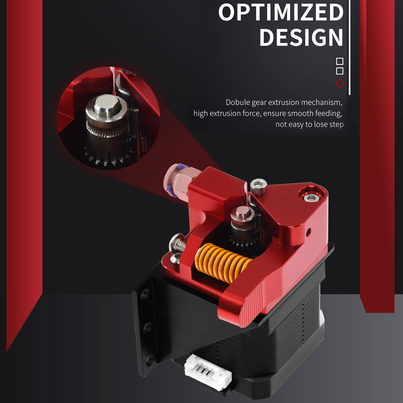 Red Double Pulley Extruder for 3D Printers