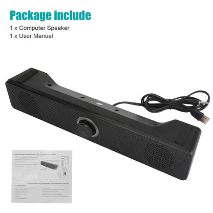 Stereo USB Powered Soundbar Stylish Speaker for PC Tablets Desktop Cellphone Laptop