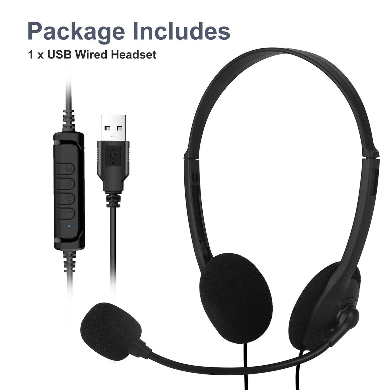 USB Wired Headset with Microphone for Gaming, Chat and More