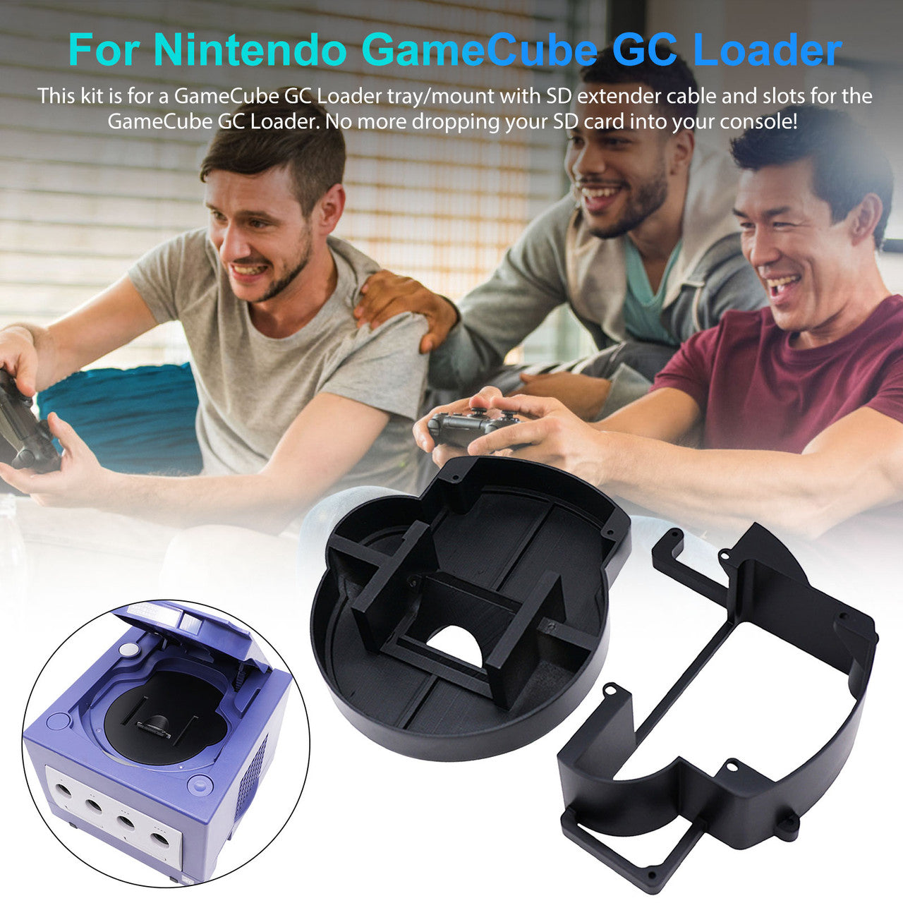 DIY Upgrade Nintendo GC Loader 3D Printed Tray/Mount Kit with SD Extension Cable, Slots & Screws