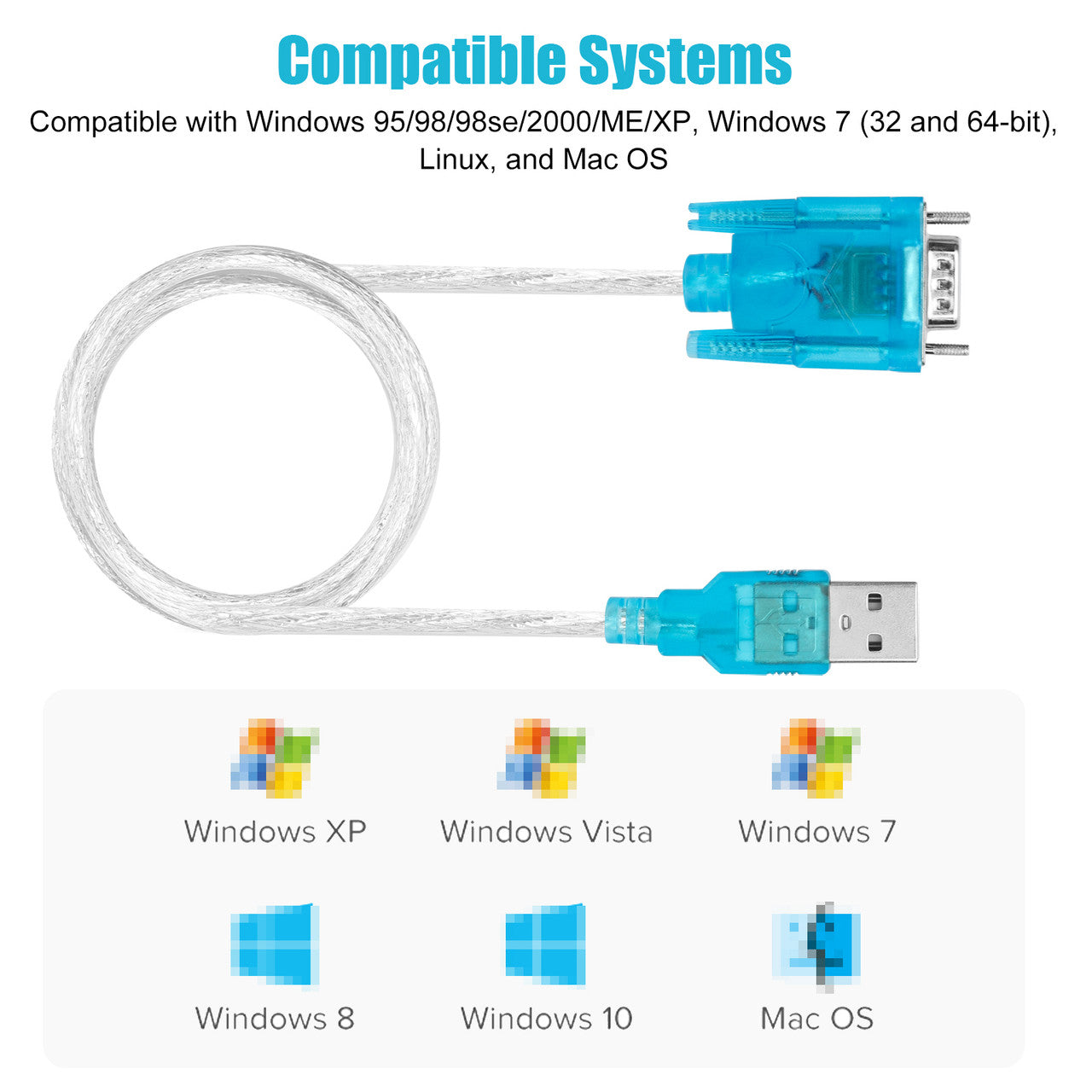 USB 2.0 To RS232 COM Port 9 Pin Serial DB25 DB9 Adapter Cable Converter, For Computers