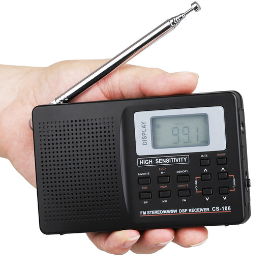Portable Digital World Full Band Radio Receiver AM/FM/SW/MW/LW Radio Alarm Clock
