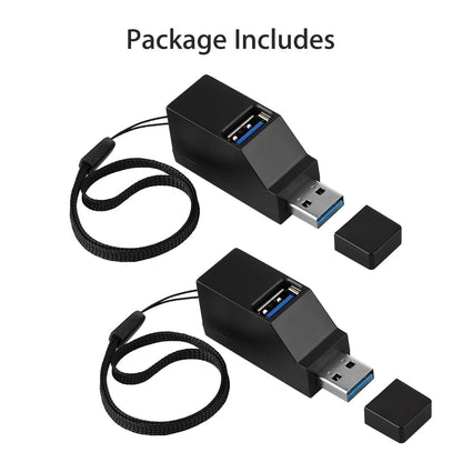 3 Port USB Hub High Speed Splitter Plug and Play Bus Powered, 2-Pack
