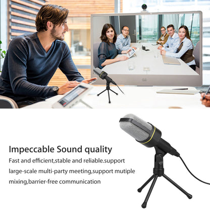 PC Microphone Portable Condenser Microphone 3.5mm Plug & Play with Tripod Stand Home Studio Recording Microphone for Computer, Smartphone, iPad, Podcasting Karaoke, YouTube, Skype, Games