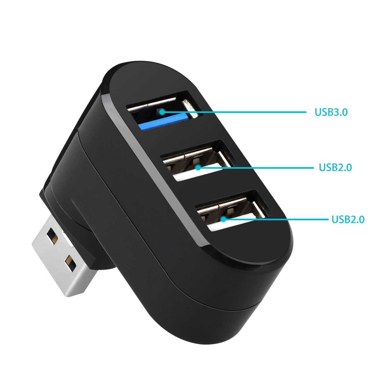 3-Port USB 3.0 Hub 5Gbps High Speed USB HUB for PC Laptop Macbook Computer Tablet Notebook and More(Black)