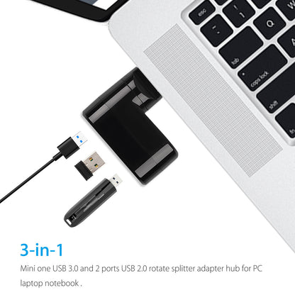 3-Port USB 3.0 Hub 5Gbps High Speed USB HUB for PC Laptop Macbook Computer Tablet Notebook and More(Black)