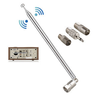 Indoor FM Telescopic Antenna 75Ohm F Type Male Plug Connector with Adapter for Table Top Radio HiFi AV Stereo Receiver System w/ PAL Male/Female & 3.5mm Adapter