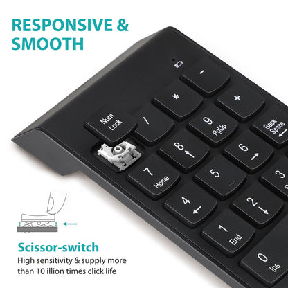 Portable USB 2.4GHz 18-Key Financial Accounting Numeric Keypad Keyboard Extensions for Data Entry in Excel for Laptop, PC, Desktop, Surface pro, Notebook, etc