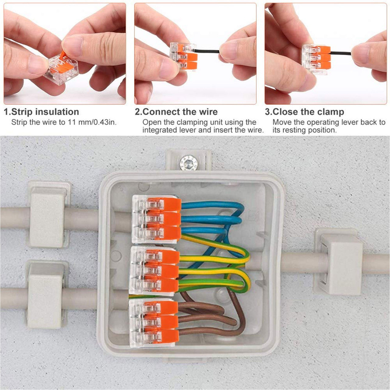 Lever Nuts, Wire Connector Assortment Set - Compact Splicing Connector Lever Nut Kit for Electrical Wires Solid Stranded Flexible Wires A221-412, A221-413, A221-415, 75 Pcs