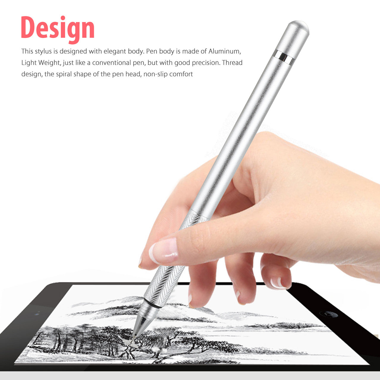 Stylus Pens for Touch Screens, Capacitive Pen High Sensitivity Stylus Pencil, Universal Fit for Apple/iPhone/iPad Pro/Mini/Air/Android/Microsoft/Surface and Other Touch Screens, Silver, 2Pcs