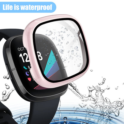 Waterproof Full Coverage 3D Protective Film Screen Cover for Fitbit Sense, Scratch-Resistant (Black)