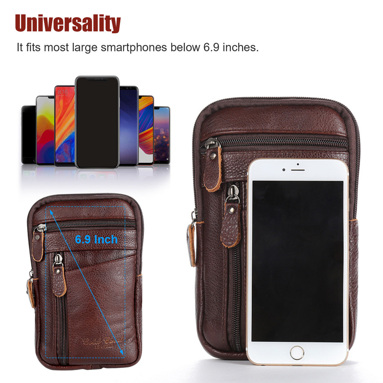 Men Leather Fashion Crossbody Pouch Belt Bag for Travel and Everyday Life