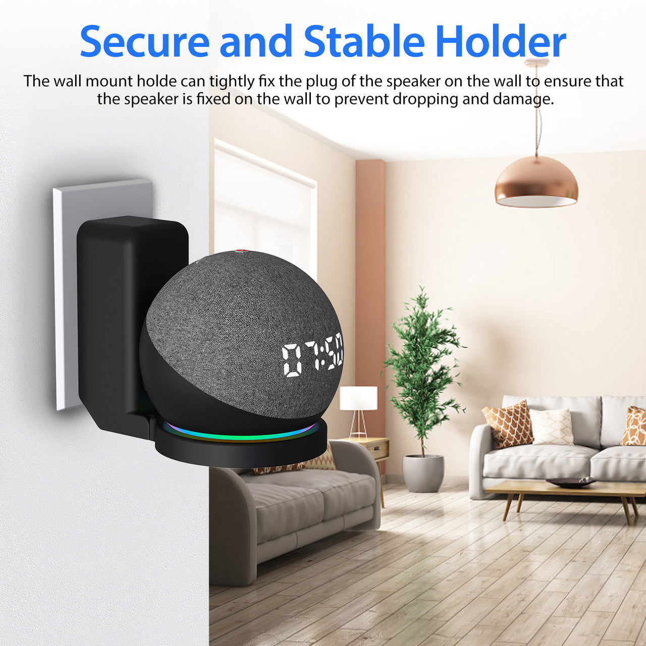 Wall Mount Hanger for Echo Dot 4th, Secure and Stable, Black