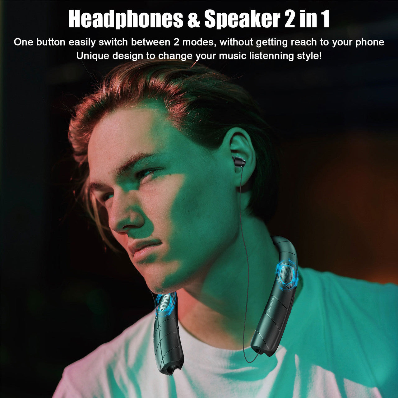 Bluetooth Headphones Speaker 2 in 1 with Stereo Surround Sound and Long Battery Life