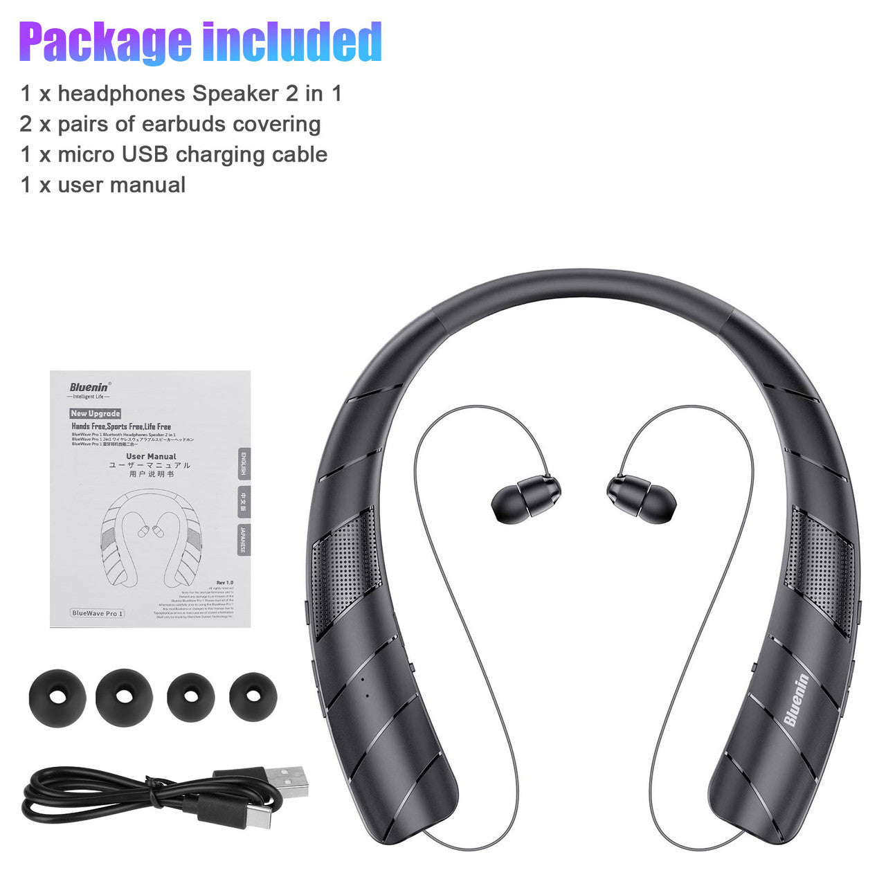 Bluetooth Headphones Speaker 2 in 1 with Stereo Surround Sound and Long Battery Life