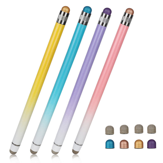 Stylus with High-Sensivity Fiber Tip / Stylus Dual-tip Universal Touchscreen Pen with 8 Extra Replaceable Fiber Tips (white pink purpe yellow)