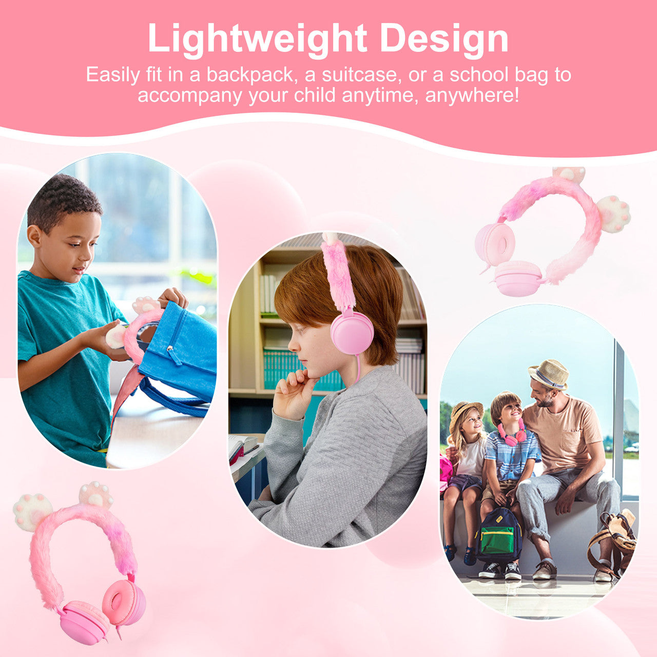 Wired On-Ear Headphones - Cute Cat Claw Design for Kids, Teens, and Cat Lovers