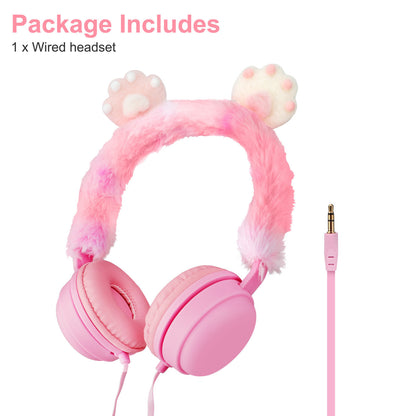 Wired On-Ear Headphones - Cute Cat Claw Design for Kids, Teens, and Cat Lovers