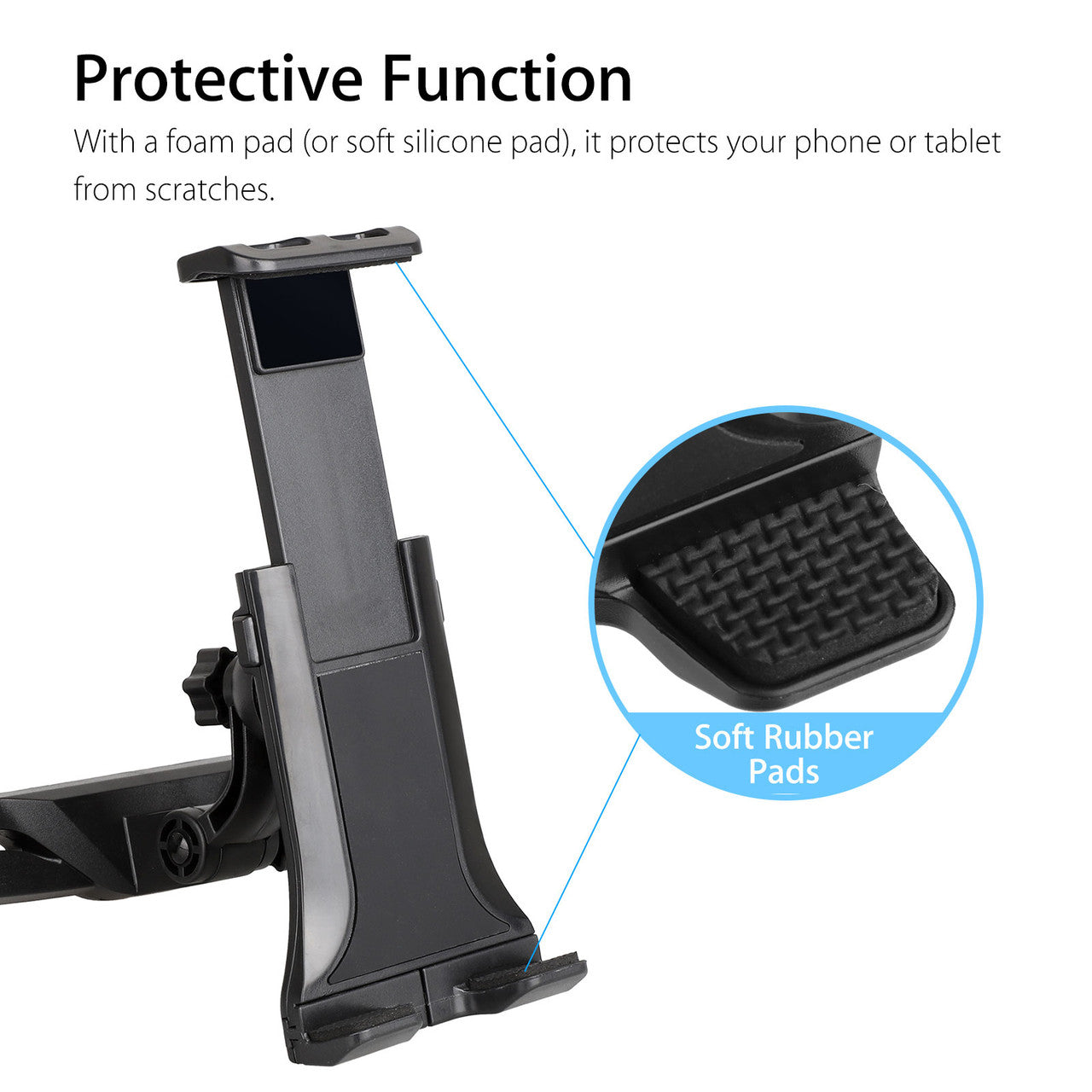 360°Multi-Angle Rotation Car Backseat Seat Holder Sedan Headrest Stand Compatible with iPhone iPad Galaxy Tab Nintendo & 4"- 10" Smartphones and Tablet