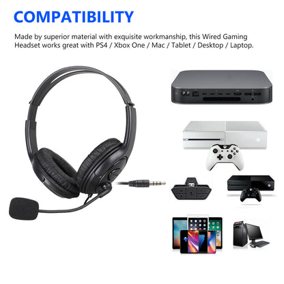 Wired Stereo Gaming Headset for PS4, PC, Xbox One Controller Laptop Mac