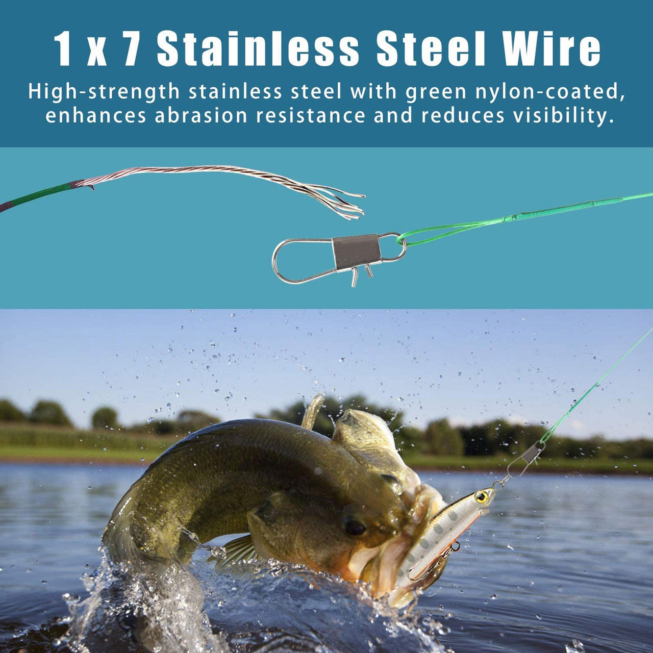 Stainless Steel Fishing Rigs High-Strength Fishing Line with Swivels and Snaps Kits,100pcs